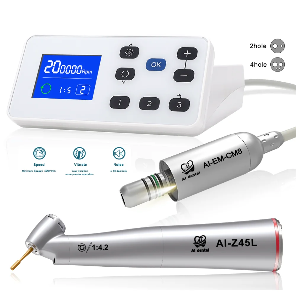 

EM-CM8-45 odontologia micro motor fiber optic handpiece with led system 45 degree head contra angle brushless motor surgery