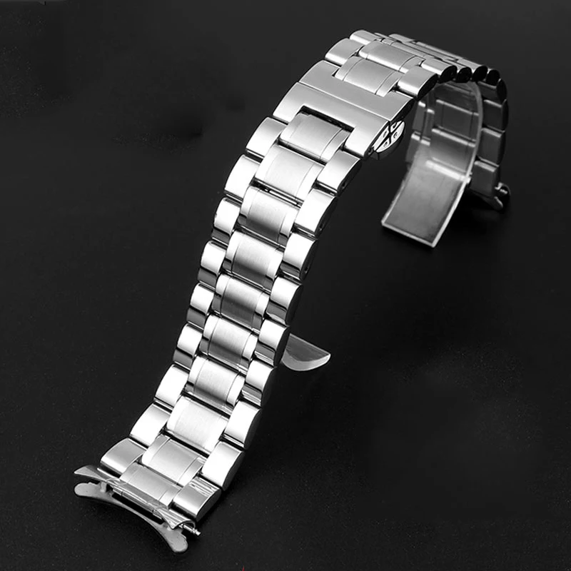 For Seiko Timex Citizen Casio Curved End Stainless Steel Strap Men 20mm 22mm High Quality Metal Watchband Watch Chain Bracelet