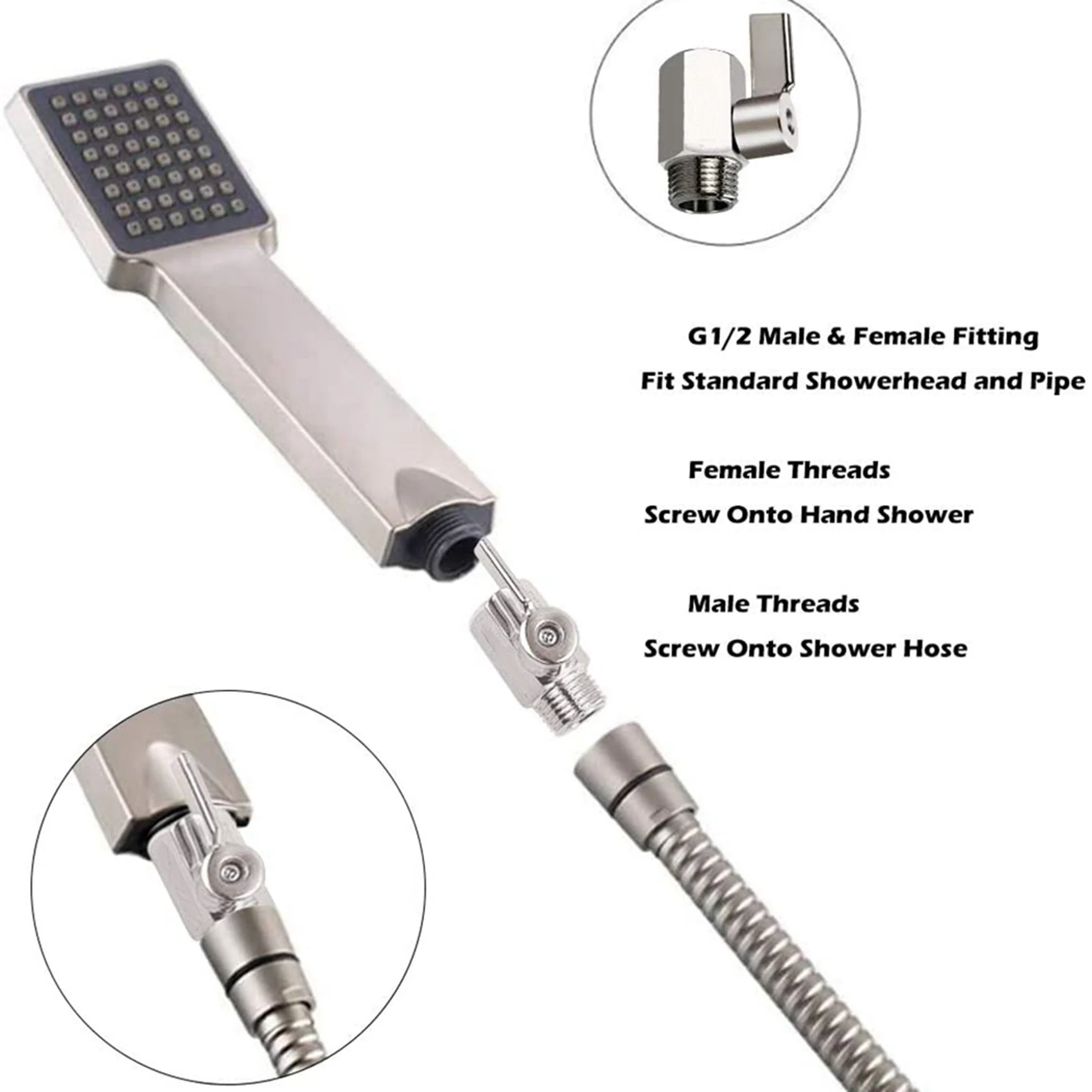 B62B-10X 304 Stainless Steel Mini Ball Valve(1/2 Inch Female X Male) NPT Thread, Water Flow Regulator Head Control Valve