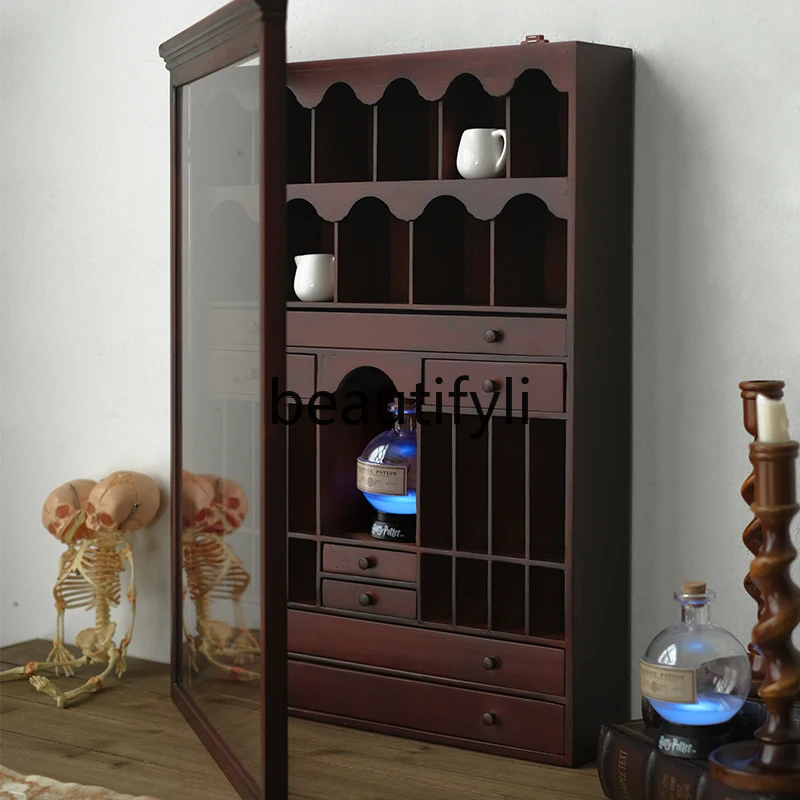 Figure Display Cabinet Desktop Transparent Acrylic Dustproof Medieval Rare Cabinet Solid Wood Blind Box Display Cabinet