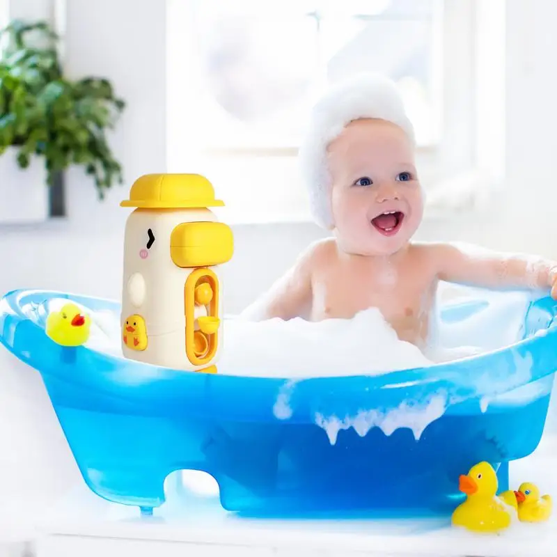 Duck Bathtub Toy Fun Duck Bath Toy With Rotatable Waterwheel Summer Shower Toy Enhances Hand-Eye Coordination Colorful Sensory