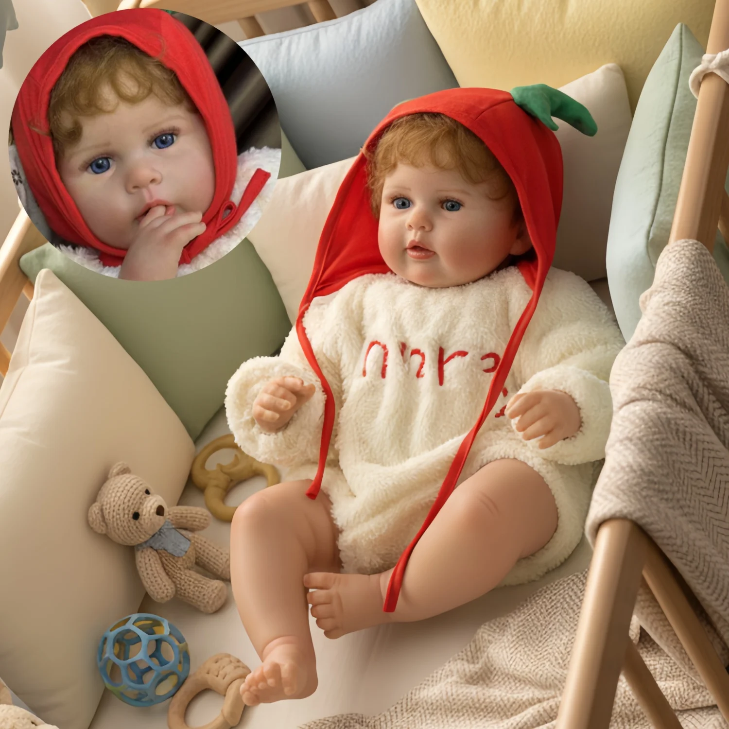 

22-дюймовая кукла Джорджа Ббе реборн, реалистичная ручная роспись, мягкая виниловая кукла для новорожденных, игрушка с тканевым корпусом для детей