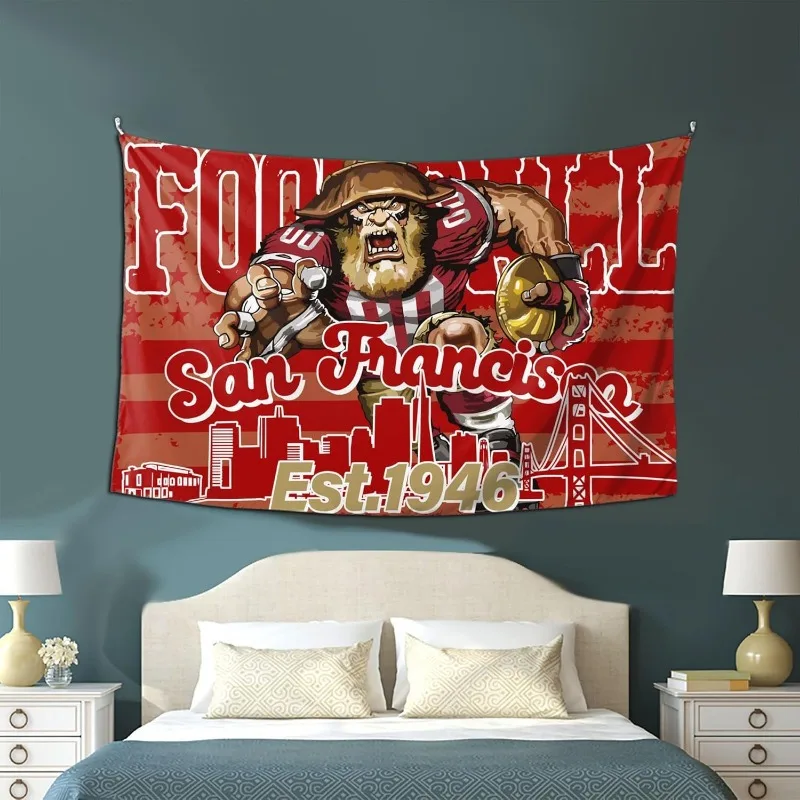 VIKAMA San Francisco 49ers Tapestry American Football Cartoon Decoration Fans Sports Style Boys Wall Room Decoration