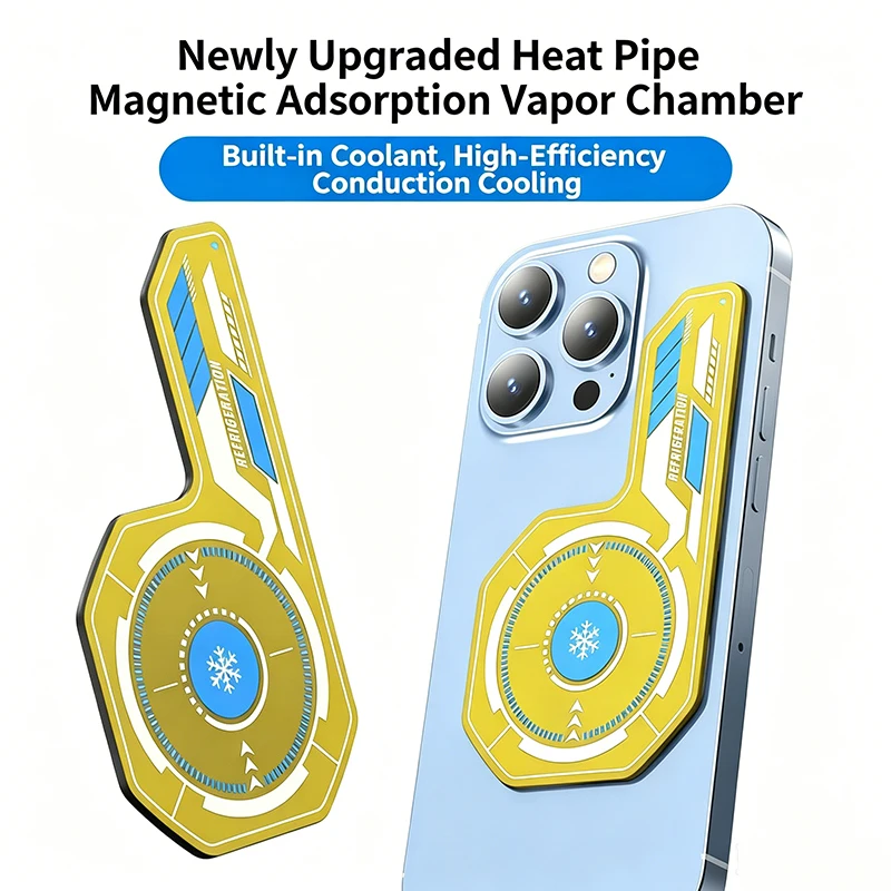 Yellow Magnetic Cooling Sticker High Thermal Conductivity Heat Spreader Pad for Phone Cooler Game Heat Dissipation