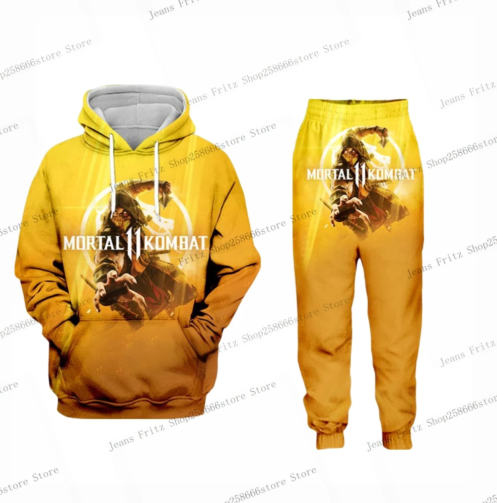 

Hot Game Mortal Kombat Men's Casual Tracksuit 3D Print Set Casual Long Sleeve Drawstring Hoodie+ Jogging Pants 2-piece Sets
