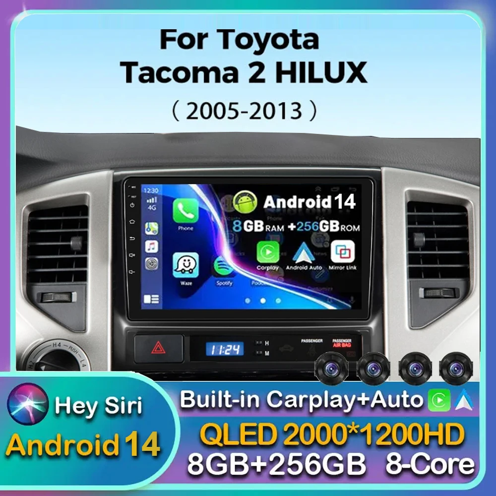 

Android 14 Carplay Auto Car Radio For Toyota Tacoma 2 N200 Hilux 2005-2015 Multimidia Video Player Stereo GPS Head Unit 2din DSP