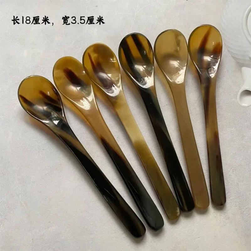 Water Buffalo Horn Spoon Exquisite Western Cuisine Spoon Kitchen Tools Creative Dessert Spoon Long Handled Spoon Horn Products