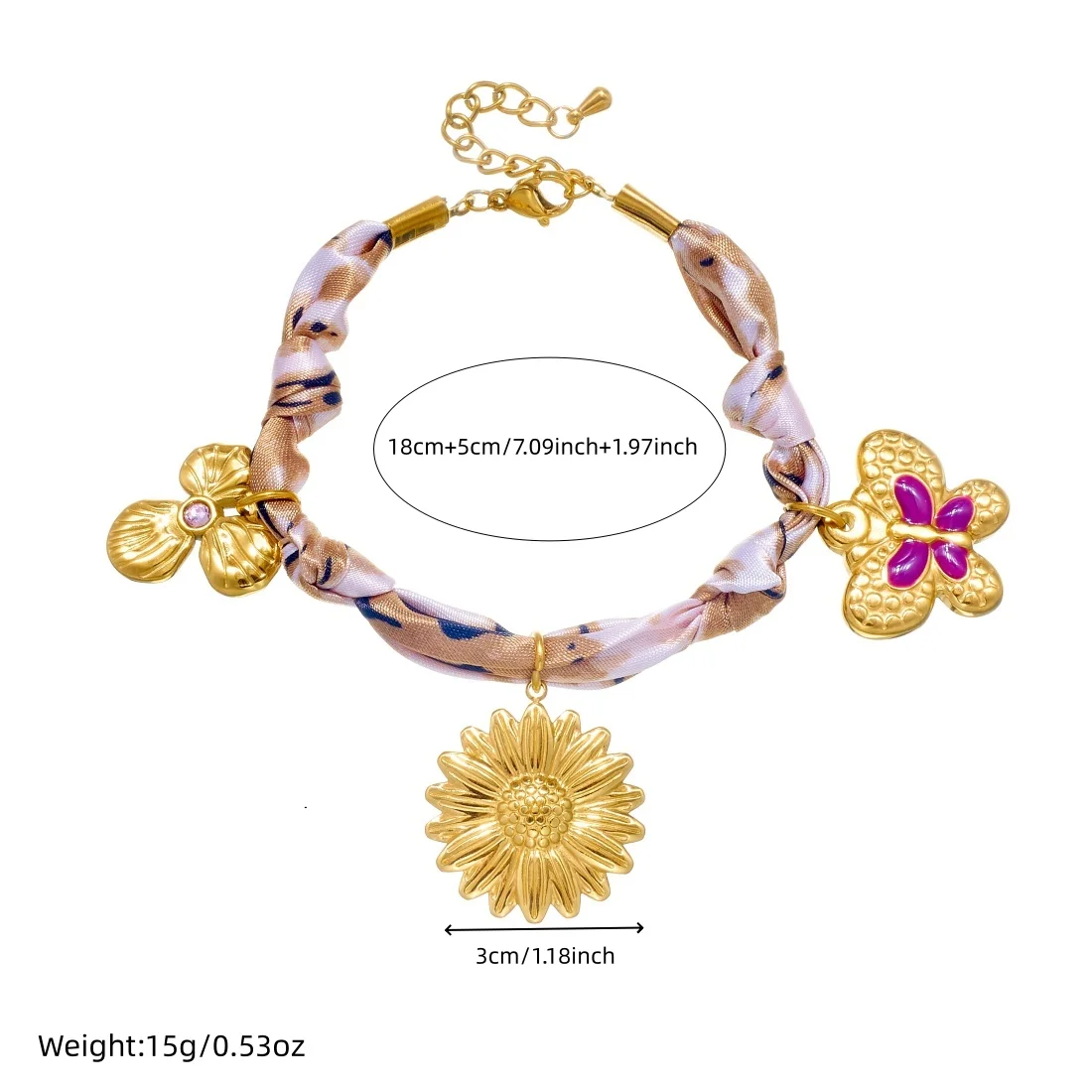 DIEYURO 316L الفولاذ المقاوم للصدأ عباد الشمس فراشة البني البيضاوي كريستال قلادة سوار سيدة الشمبانيا الشريط مجموعة مجوهرات فاخرة