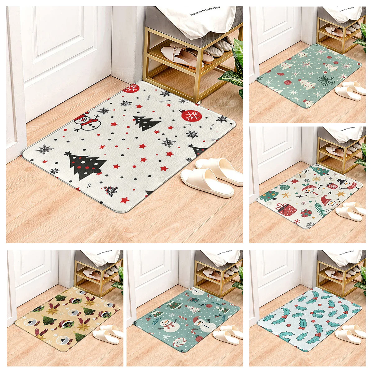 House entrance carpet Home door mat Living Room Bath Foot bathroom non-slip water absorption rugs bath Merry Christmas winter