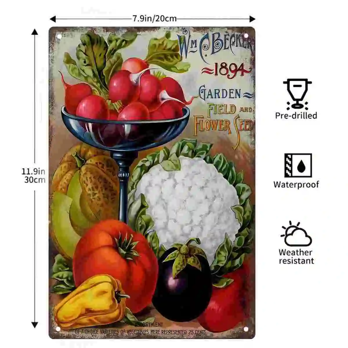 2D FLAT 1pc Vintage Vegetable Seed Catalog Metal Wall Sign Decoration for Home Cafe Garage Bedroom Porch And Garden
