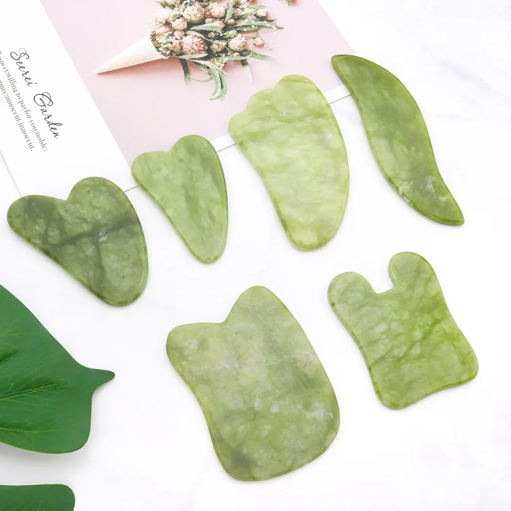 Natural Jade Gua Sha Scraper Facial Massager Tool Guasha Massage Board Face Lift Slim Gouache Scraper Scraping Plate Skin Care