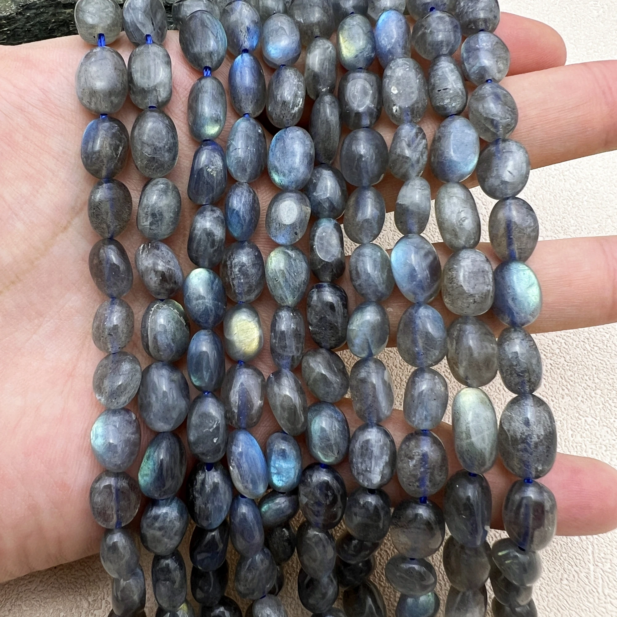 2Strands Irregular Natural Flash Labradorite Gray Moonstone Nugget Loose Beads For DIY Jewelry Making