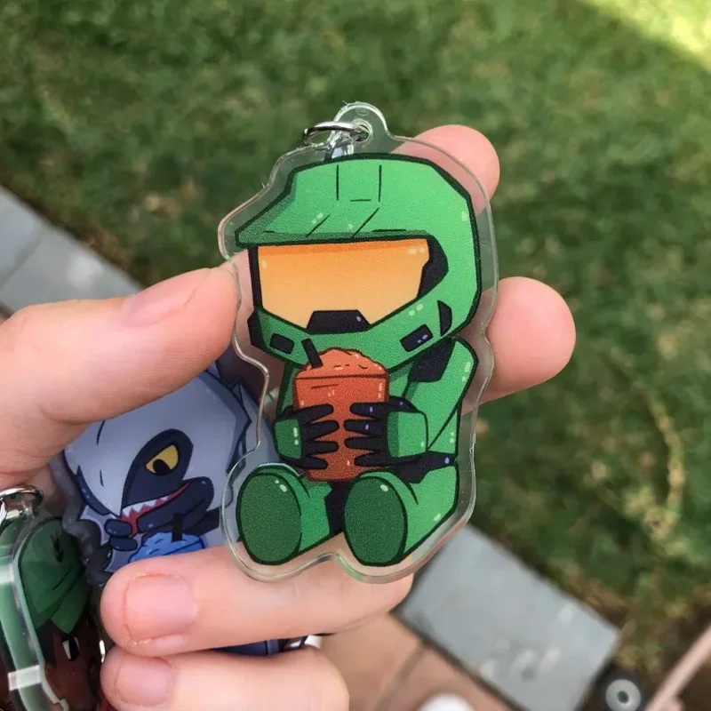 Spartan and Friends Slushie Acrylic Keychain Cute Slurpee Meme Keychain Sergeant Meme Xbox Game - view 3