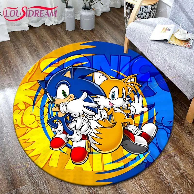 Nieuwe Cartoon Sonic Ronde Tapijt Anime Egel Actiefiguren Kinderkamer Slaapkamer Vloermatten Decoratie Props Levert Gift