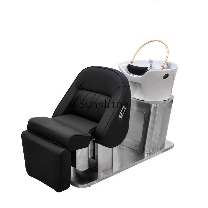 

Japanese-style electric lift shampoo bed barber shop half-lying flush bed