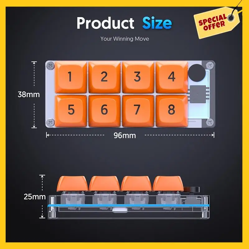 MKESPN programmation rvb clavier mécanique personnalisé et souris de jeu Combo 8 touches copier coller Mini bouton partie pour Photoshop Hotswap