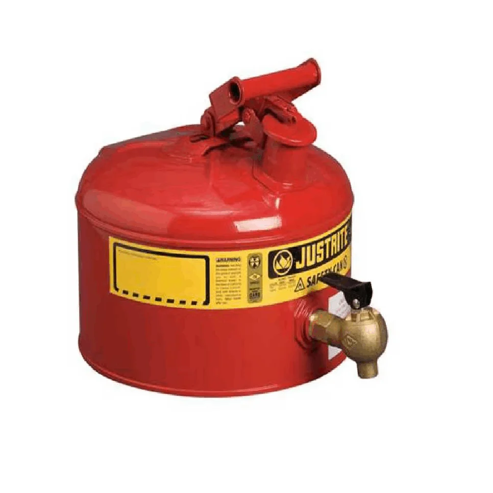 

Safety Can, Galvanized Steel, 2.5 gal, Red, 11 3/4 in Dia., Flammables