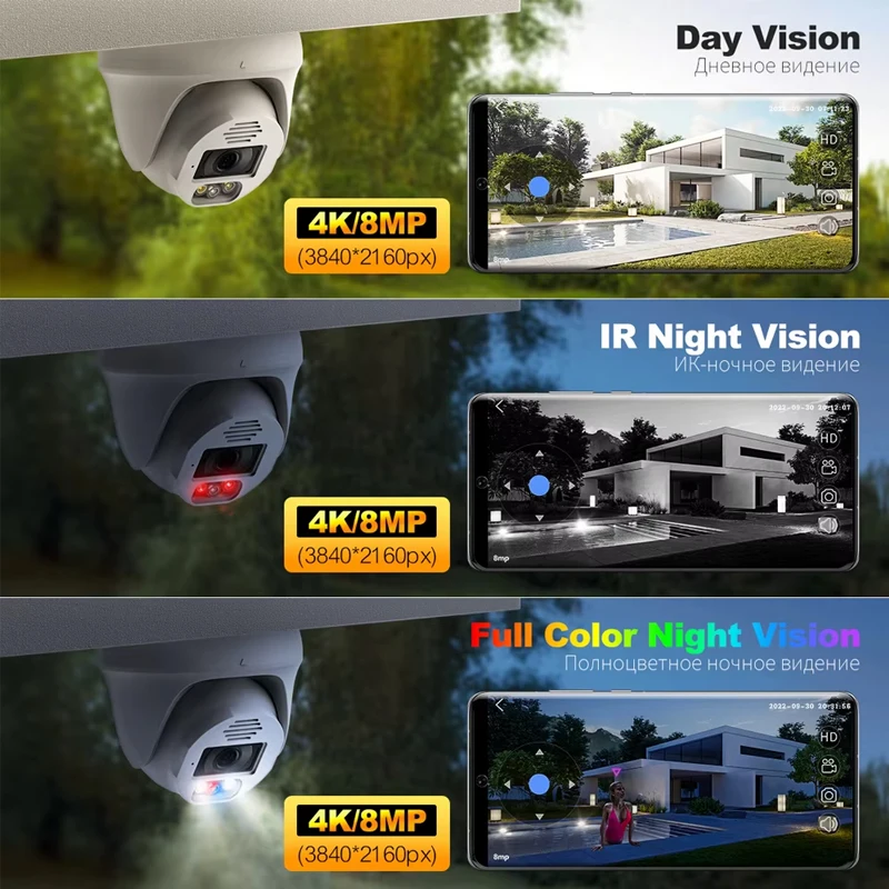 Per Techage Home Sistema di telecamere di sicurezza CCTV da 8 MP con tracciamento automatico 4K POE e opzioni di archiviazione dati cloud per visione notturna