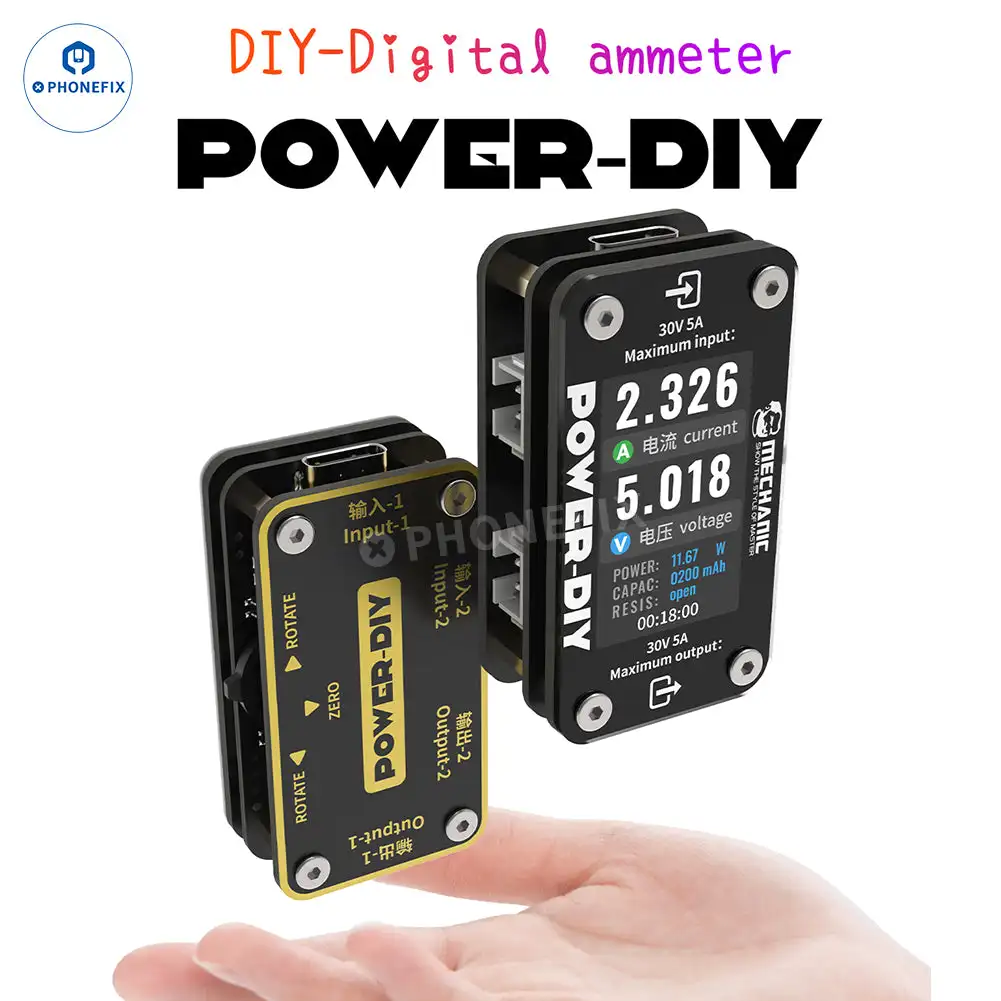 ميكانيكي لتقوم بها بنفسك مقياس التيار الكهربائي الرقمي المدخلات/الإخراج محطة Type-C HX2.54 30 فولت 5A للهواتف الذكية أقراص كاشف خطأ الجهد الحالي