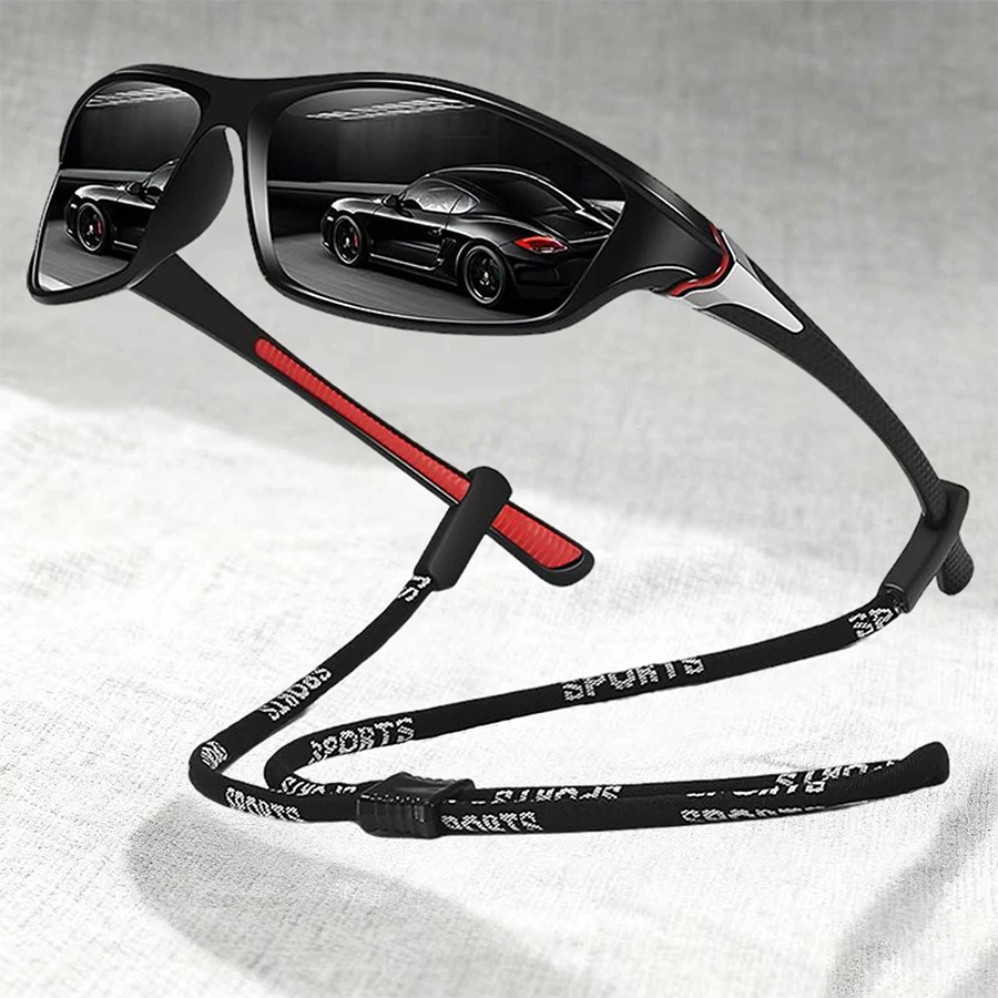 Okulary przeciwsłoneczne sportowe z łańcuszkiem, vintage, metalowe ozdoby, do wędkowania, jazdy na rowerze, sportów, dla mężczyzn i kobiet, do biegania, wspinaczki górskiej, modne.
