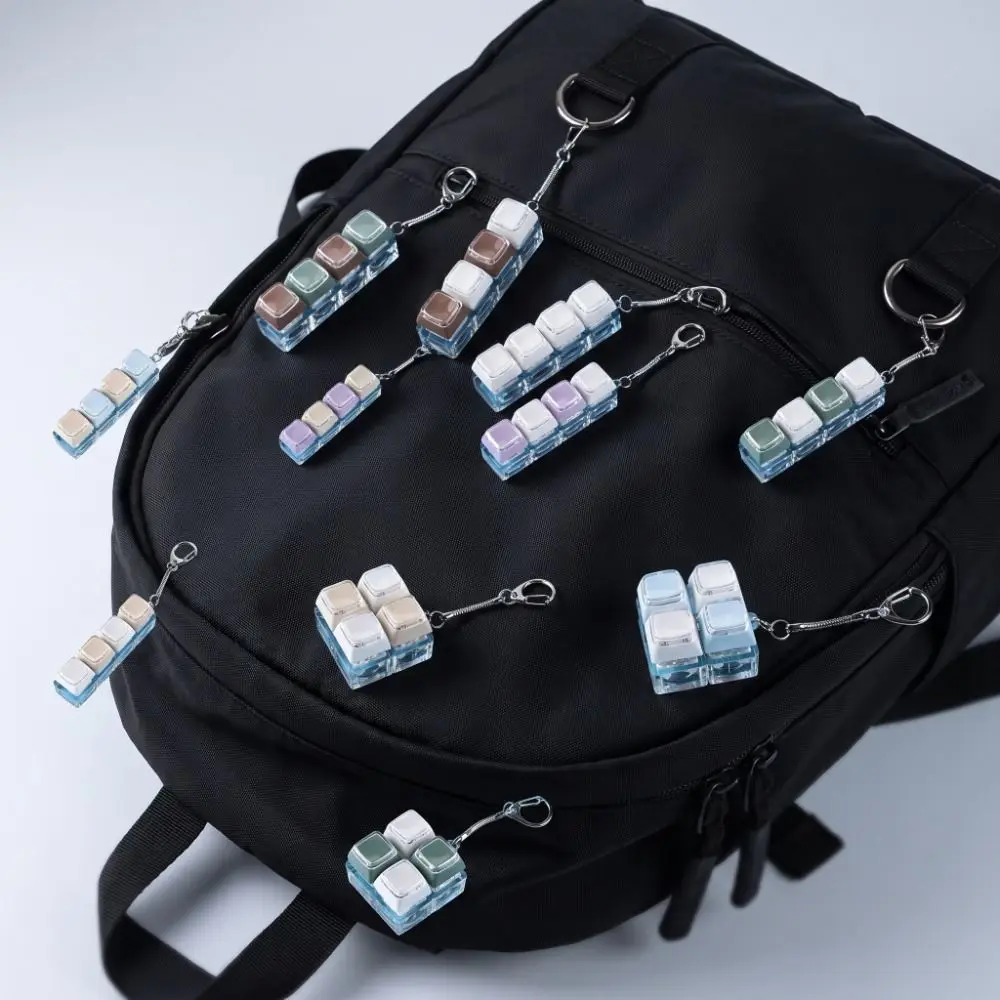4 Keys Button Keycap Keychain Bag Charms Hanging Decoration Keyboard Fidget Keychain Funny Pendant Fidget Clicker Gift