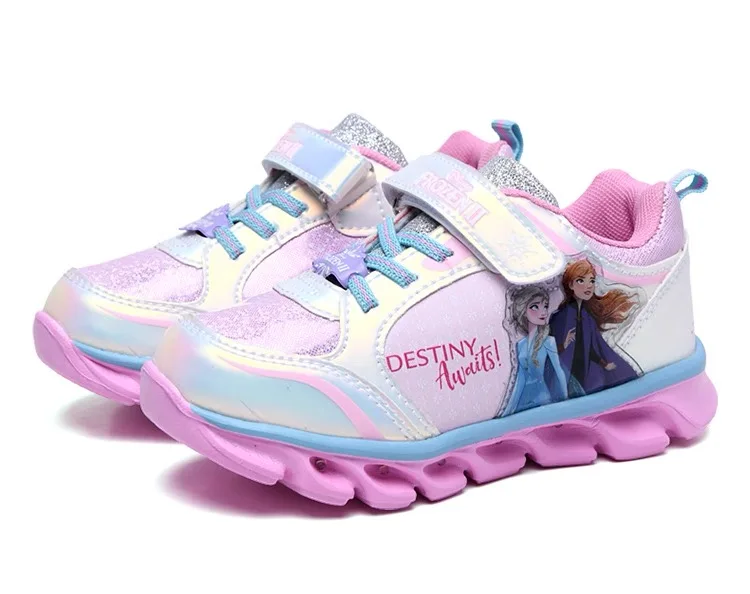 

Cute New Disney kids cartoon frozen cute Casual shoes with LED light soft sports shoes for gift EU size 31-35