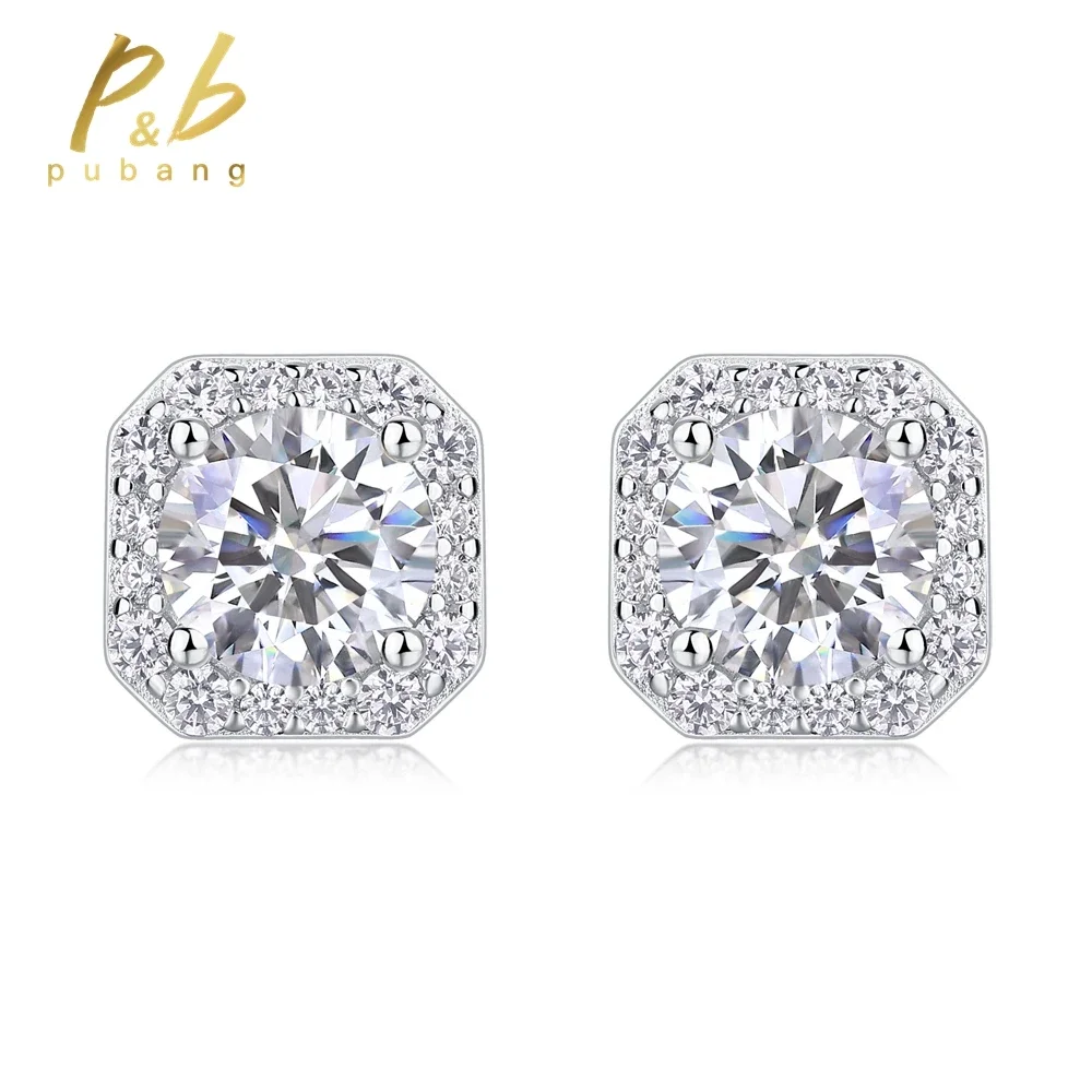 

PuBang Fine Jewelry 925 Sterling Silver Fancy Cut GRA VVS1 Moissanite Diamonds Wedding Stud Earrings for Women Anniversary Gifts