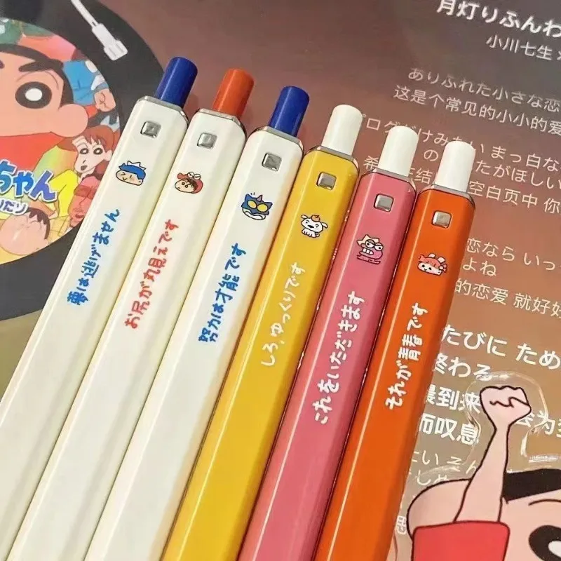 Crayon Shin-chan Black Gel Pens Bullet Tip 0.5mm Refill Gel Pen School forniture per ufficio cancelleria accessori Kawaii cancelleria