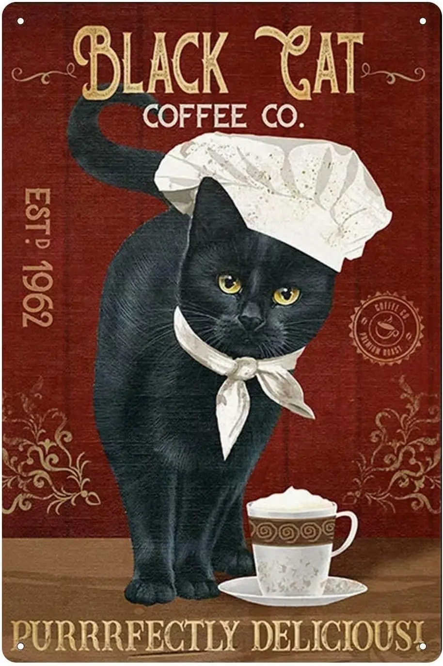 

Black Cat Coffee Co. Iron Retro Look 8X12 Inch Decoration Painting Sign for Home Kitchen Bathroom Farm Garden Garage Inspiration