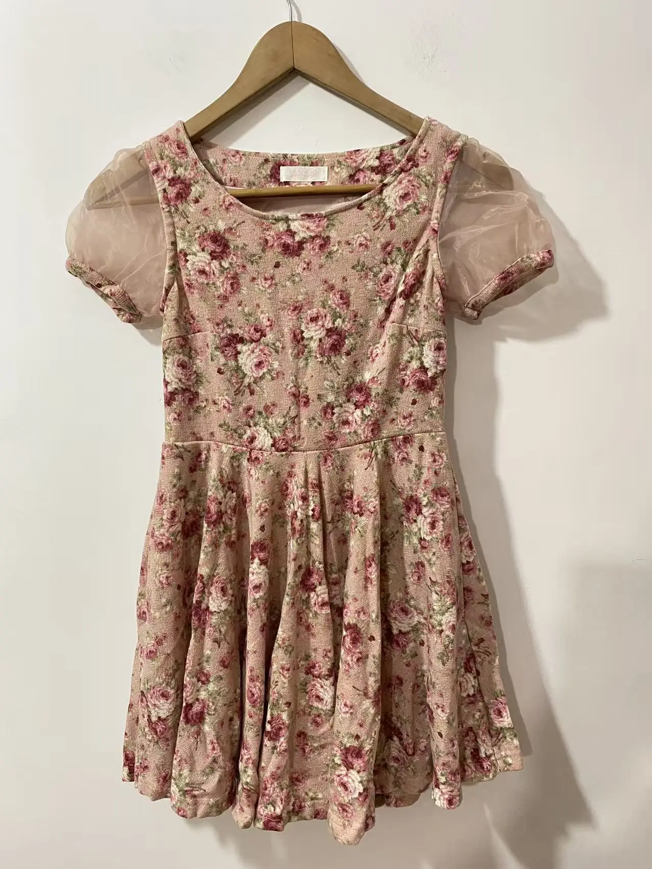 Vendas Japonesas Liz Lisa Floral Impresso Malha Organza Manga Curta Mini Vestidos