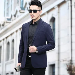 4-A86  2024 New Young and Middle-aged Men's Business Casual Suit Jacket Solid Color Long Sleeve Two Button Suit Cotton