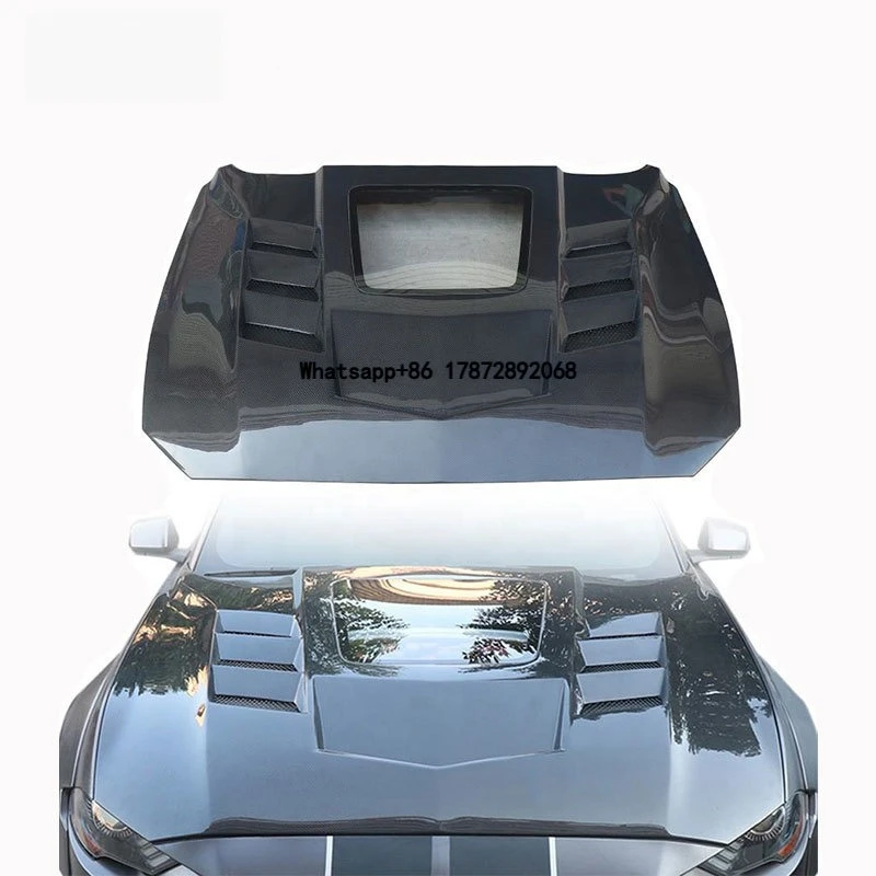 For  Mustang GT 2015-2017 2018-2022 Carbon Fiber Hood Bonnet Transparent Engine Cover Bodykit