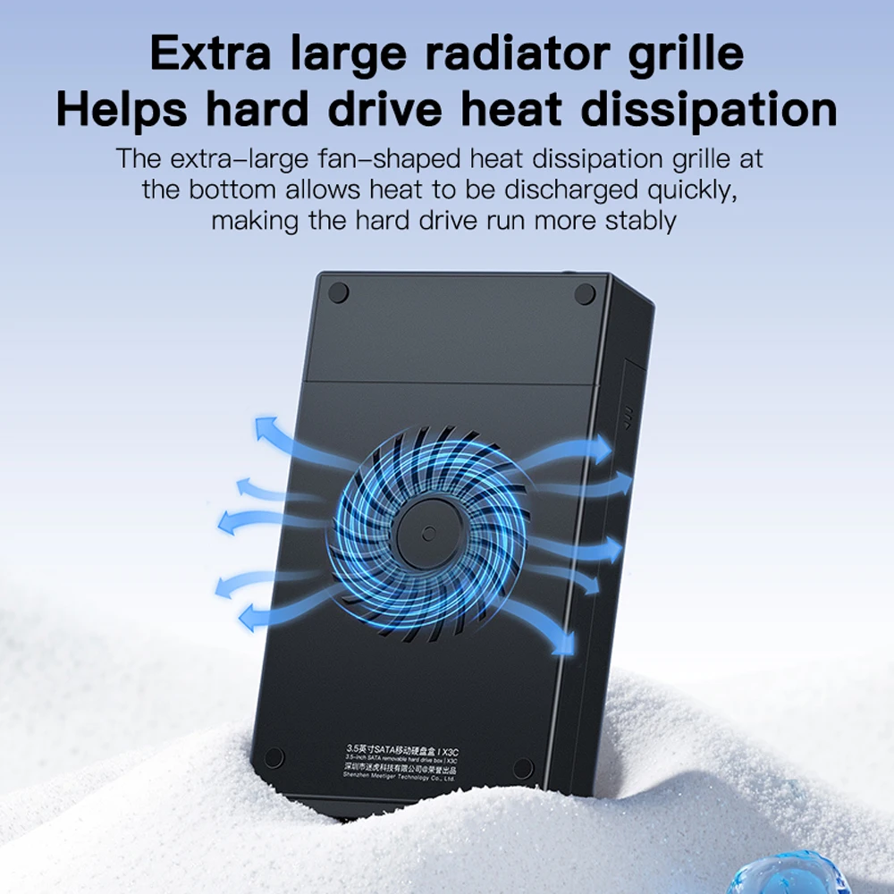 حافظة ميتجر 3.5 بوصة HDD USB3.0 حافظة القرص الصلب الخارجي خالية من الأدوات SATA إلى Type-C محول محطة إرساء القرص الصلب الخارجي