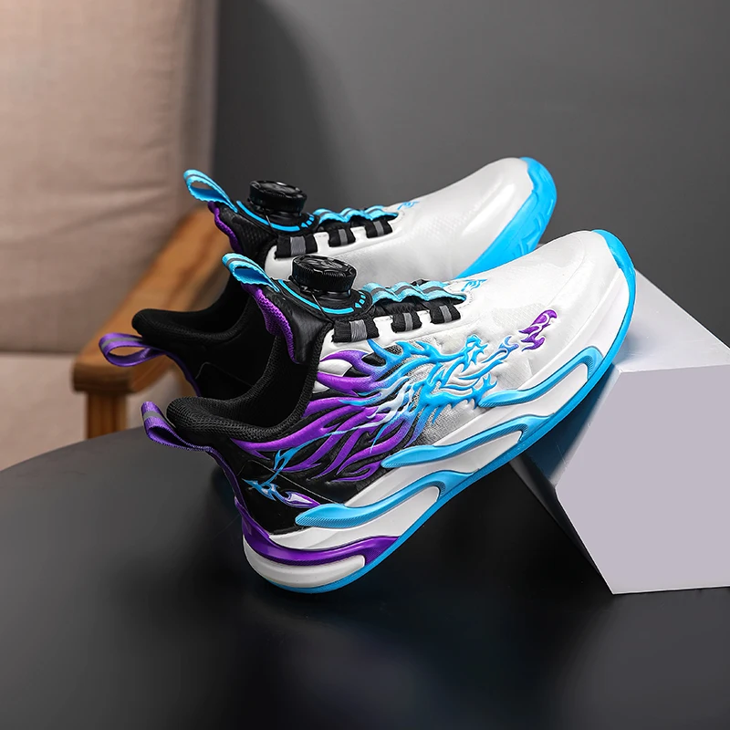Nieuwe Waterdichte Leren Top Roterende Gesp Kinderen Sport Casual Schoenen Ademende Hardloopschoenen Voor Basisschoolleerlingen