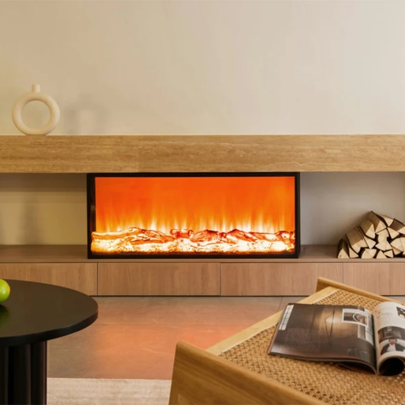 

Customizable Electric Fireplace Home Living Room Heating Digital Artificial Flame Embedded Decorative Stove Household Use Metal