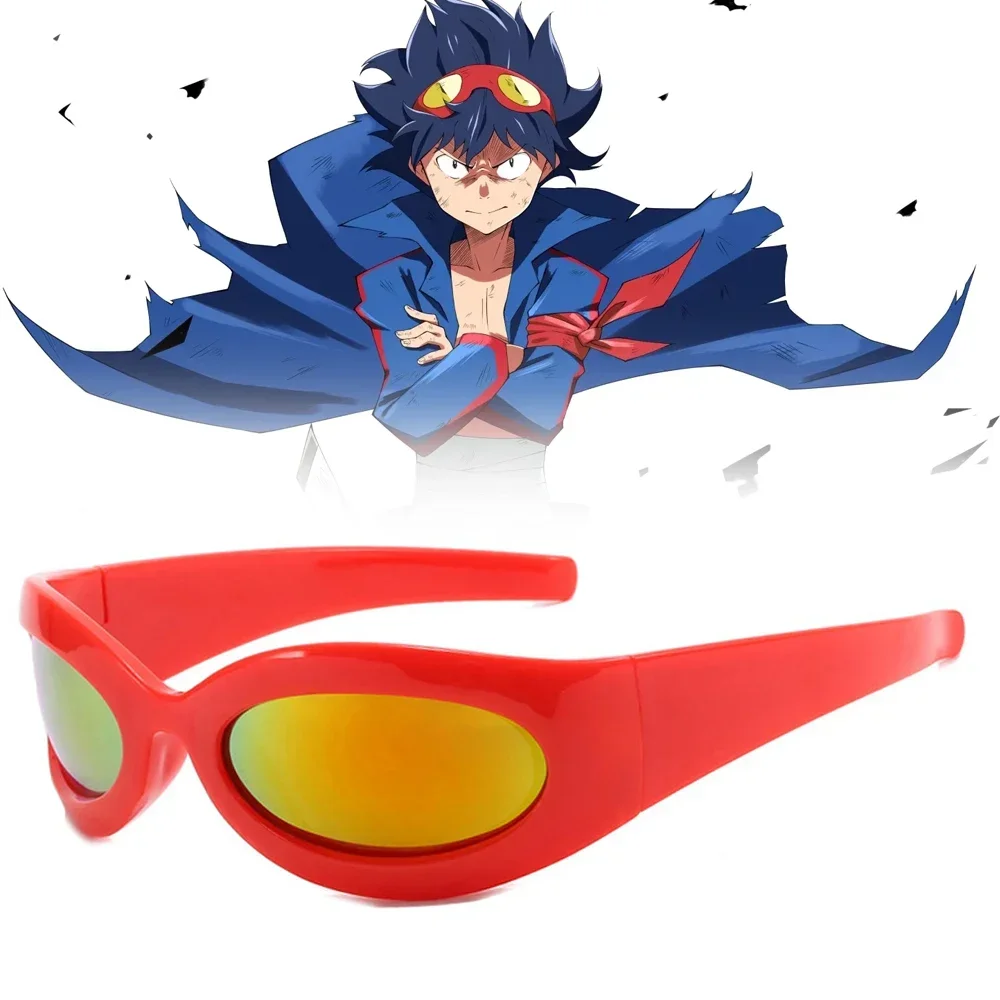 

Anime Tengen Toppa Gurren-Lagann Simon Cosplay Glasses Unisex Red Eyewear Retro Gothic Sunglasses Halloween Carnival Party Prop