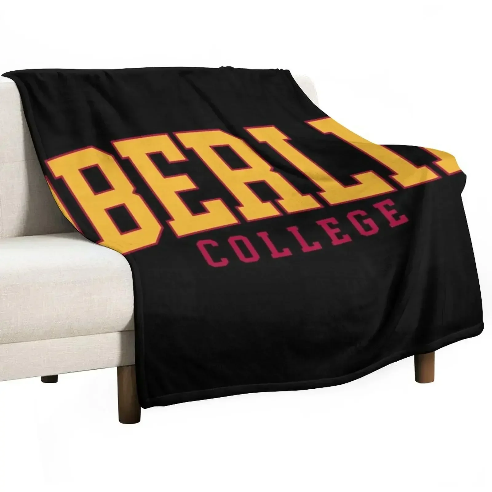 oberlin - college font curved Throw Blanket Plaid on the sofa Stuffeds Decorative Throw Blankets