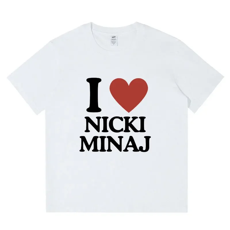 I Love Heart Nicki Minaj T Shirt Men Fashion Hip Hop Short Sleeve Harajuku T-shirt Casual Cotton Oversized T-shirts Streetwear