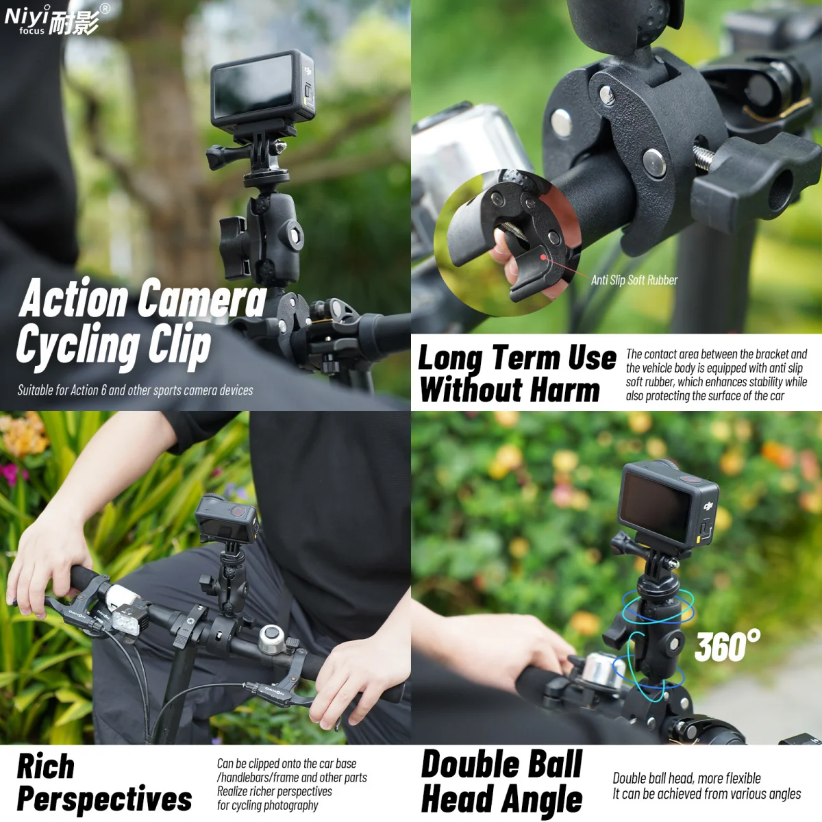 For DJI Action 6 Complete Accessory Kit - Cycling Clip/Drving Buoyancy Rod/Waterproo for Vlog/Outdoor/Sport Protective Case