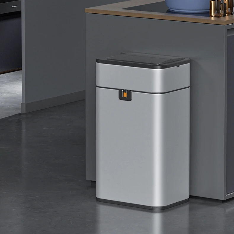 50L automatic touchless sensor-free smart stainless steel trash bin