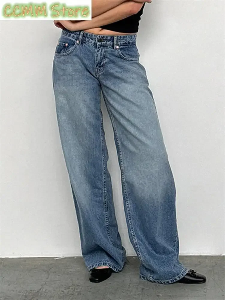 Women Wide Leg Boyfriend Jeans Straight Hip Hop Long Denim Pants Low Waist Baggy Jeans Casual Loose Jeans Streetwear