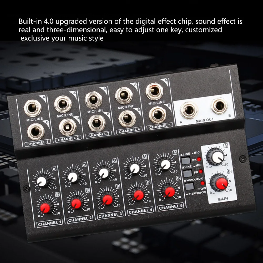 Consola mezcladora de DJ de 10 canales, efector, grabación en vivo, concentrador de conferencia, amplificador de reverberación de sonido estéreo, EE. UU.