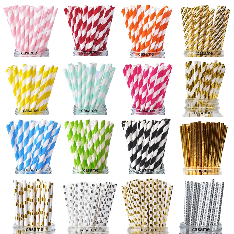 Silver Gold Foil Straws Lridescent Carnaval Party Wedding Decoration Kids Birthday Baby Shower Christmas Frozen Supplies Unicorn