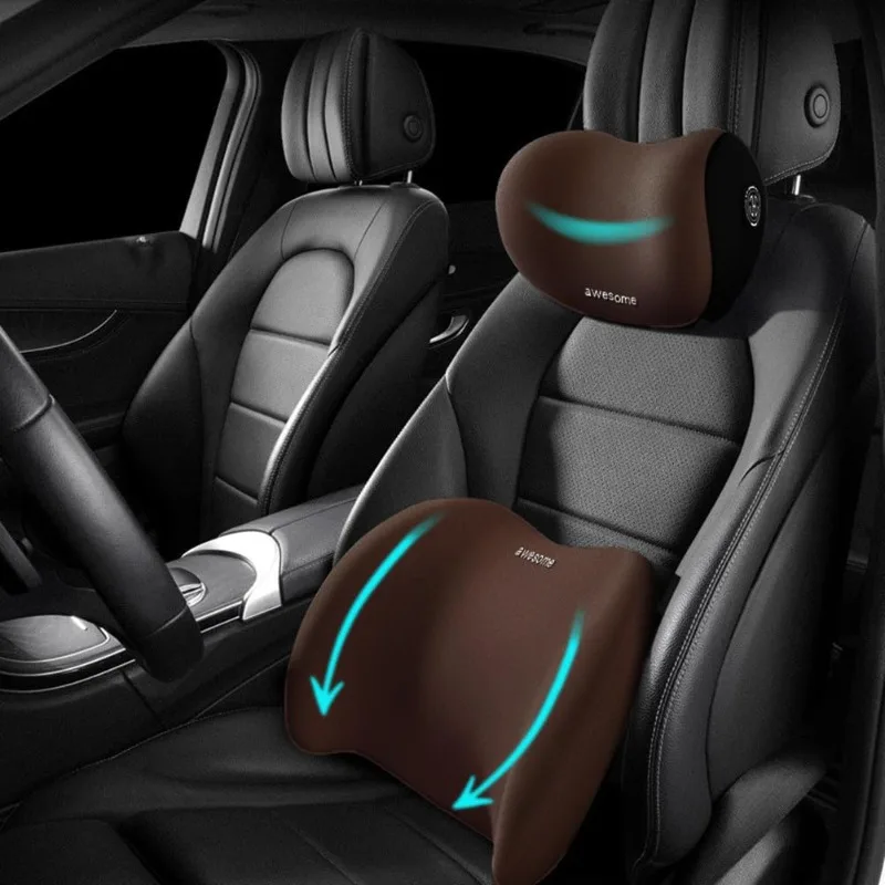 Weiche und stützende Auto-Kopfstütze und Lendenkissen, Schulterkissen, Autokissen, Lendenkissen aus Memory-Schaum für Zuhause und Auto. – Detail 2