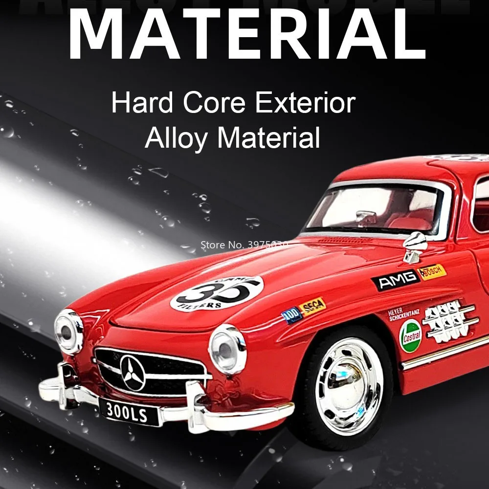 1:32 Benz 300SL Legierung Druckguss Vintage Autos Modelle Spielzeug Gummi Reifen Rad Zurückziehen Miniatur Fahrzeuge für Home Dekoration
