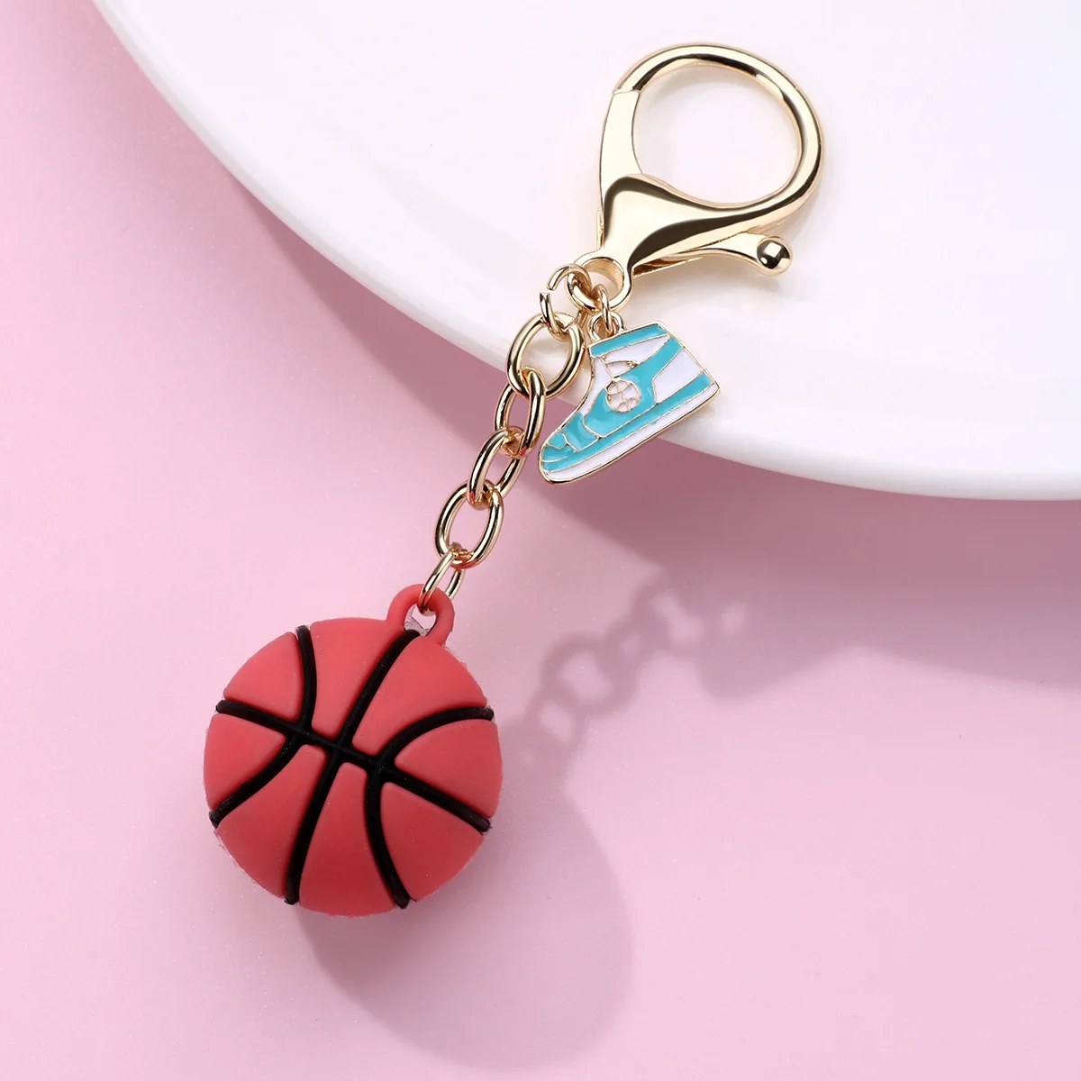 New PVC Soft Rubber Ball Pendant Football Basketball Rugby Tennis Baseball Keychain Gift Wholesale