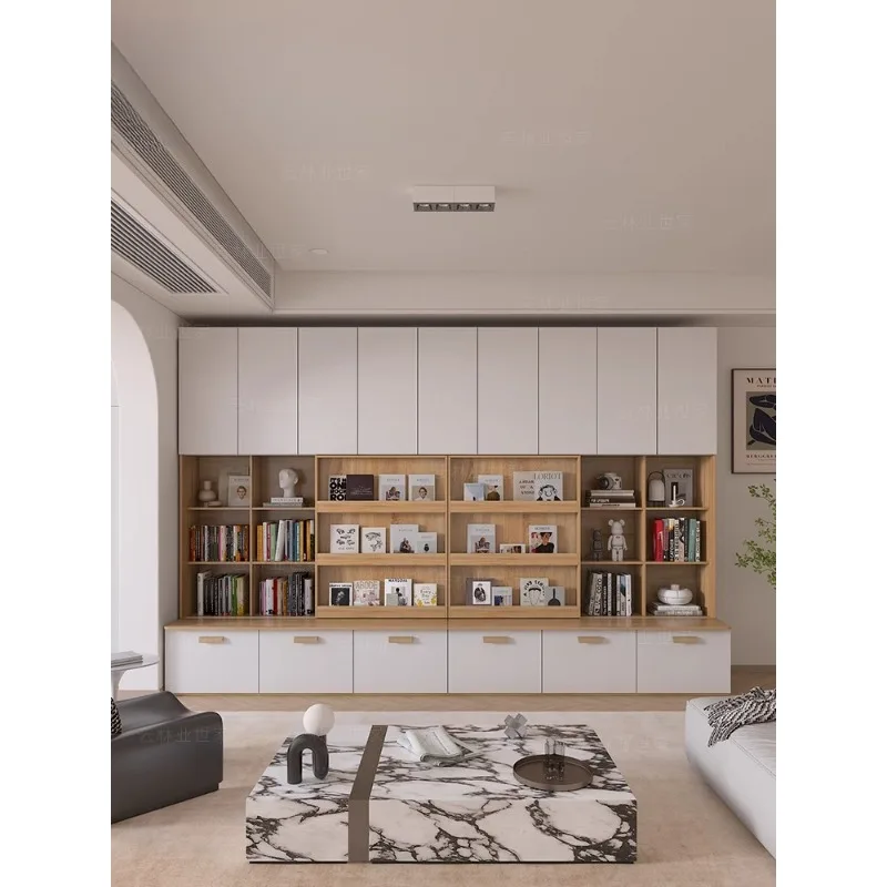 

Customized to the living room, integrated bookcase, whole wall to top card type bookcase, multi-functional TV cabinet, backgroun