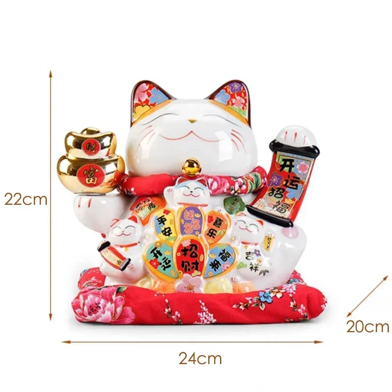 

9.5 Inch Ceramic Manaki Neko Feng Shui Ornament Lucky Fortune Cat Piggy Bank Business Gift Home Decoration Money Box