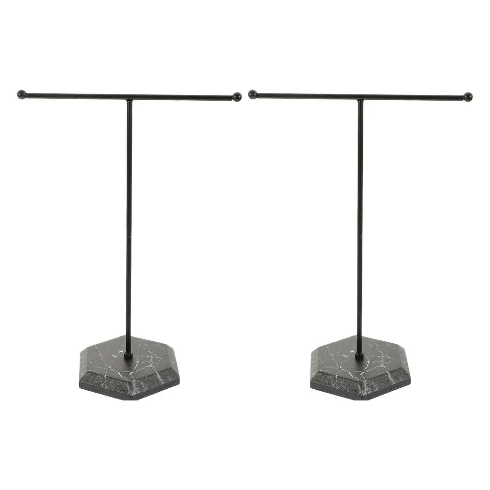 

2Pcs T-Shaped Metal Jewelry Stand Minimalist Necklace Display Holder Space Saving Tabletop Organizer for Earrings Bracelets