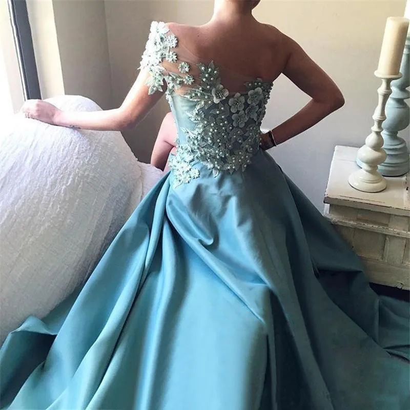 Smileven หนึ่งไหล่ชุดราตรี 3D ดอกไม้คําชุดพิเศษเซ็กซี่ด้านข้างชุดราตรี Gowns